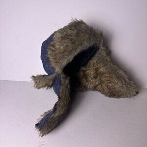 SA Company Trapper Hat Faux Fur Lining Quilted OS Blue Y2K Indie Hooded Lumber